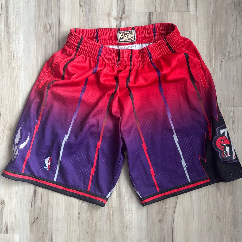 Mitchell & Ness Red and Purple Raptors Athletic Shorts